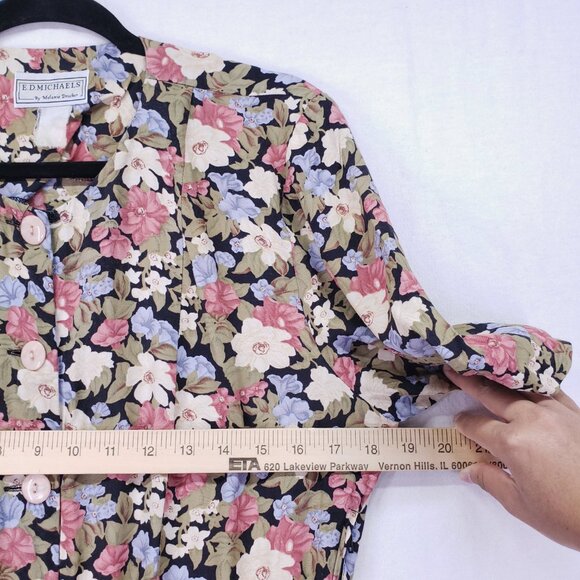 Vintage ED Michaels Melanie Drucker Floral Tea Midi A-line Cottagecore Dress - Picture 3 of 16
